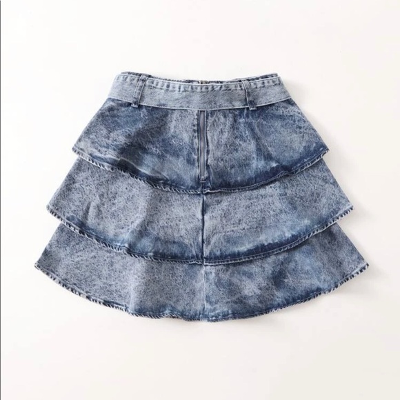 Ruffled Denim Skirt (Worn once!) - Picture 3 of 5
